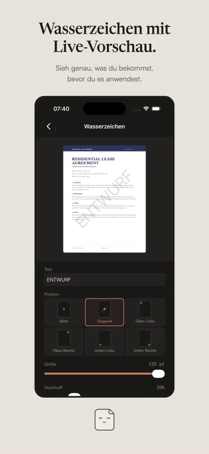 Wasserzeichen mit Live-Vorschau hinzufügen