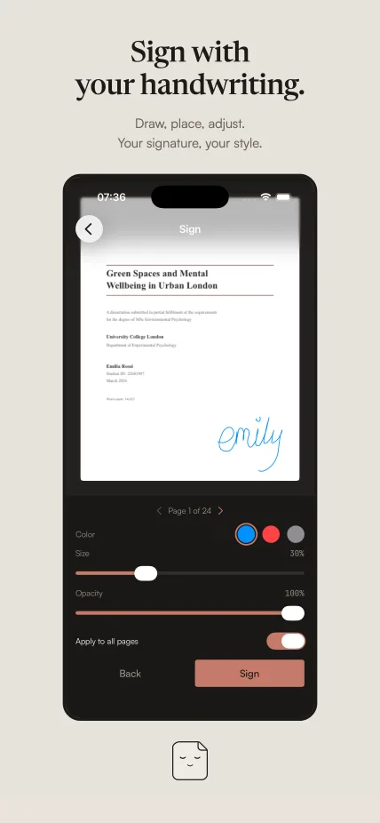 Signing a PDF with your handwriting
