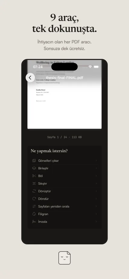 Tüm 9 aracı gösteren belge detay ekranı
