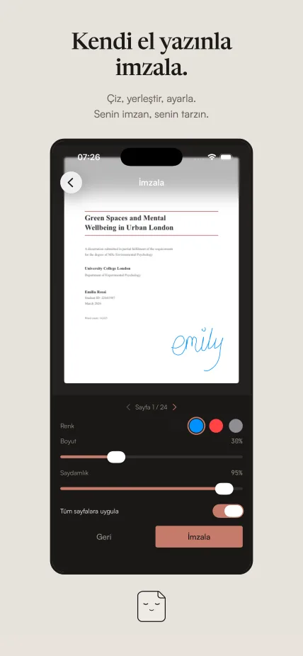 El yazınla PDF imzalama