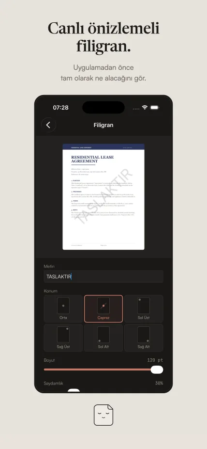 Canlı önizlemeyle filigran ekleme