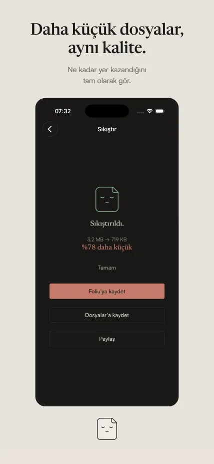 Önceki ve sonraki boyutlarla PDF sıkıştırma